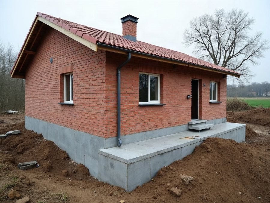 Кладка цоколя из кирпича и блока СКЦ на ленточном фундаменте Кладка цоколя из кирпича и блока СКЦ на ленточном фундаменте